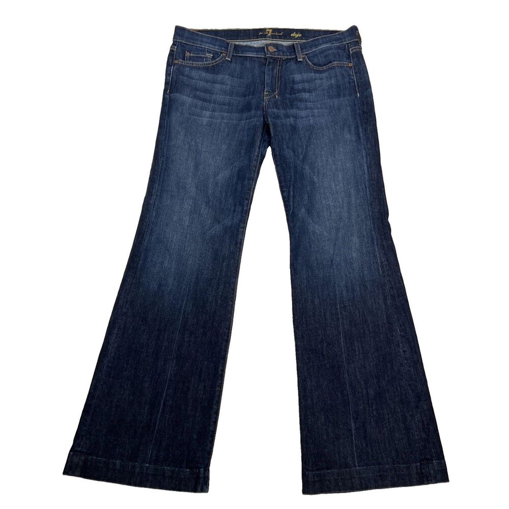 7 FOR ALL MANKIND Dojo Bootcut Flare Jeans Dark Wash Size 32 Y2K Women’s